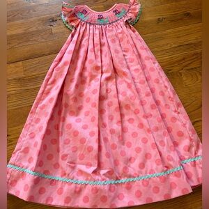 Firefly Lane Smocked Dress, Pink w/Smocked Whales, Size 3T, EUC